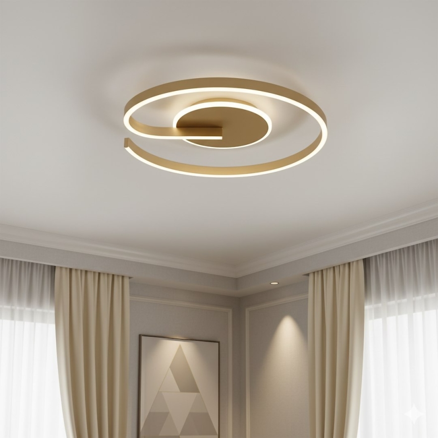 LORENZO LED Ceiling Light, 22W/230V, Ø 50 cm, Gold