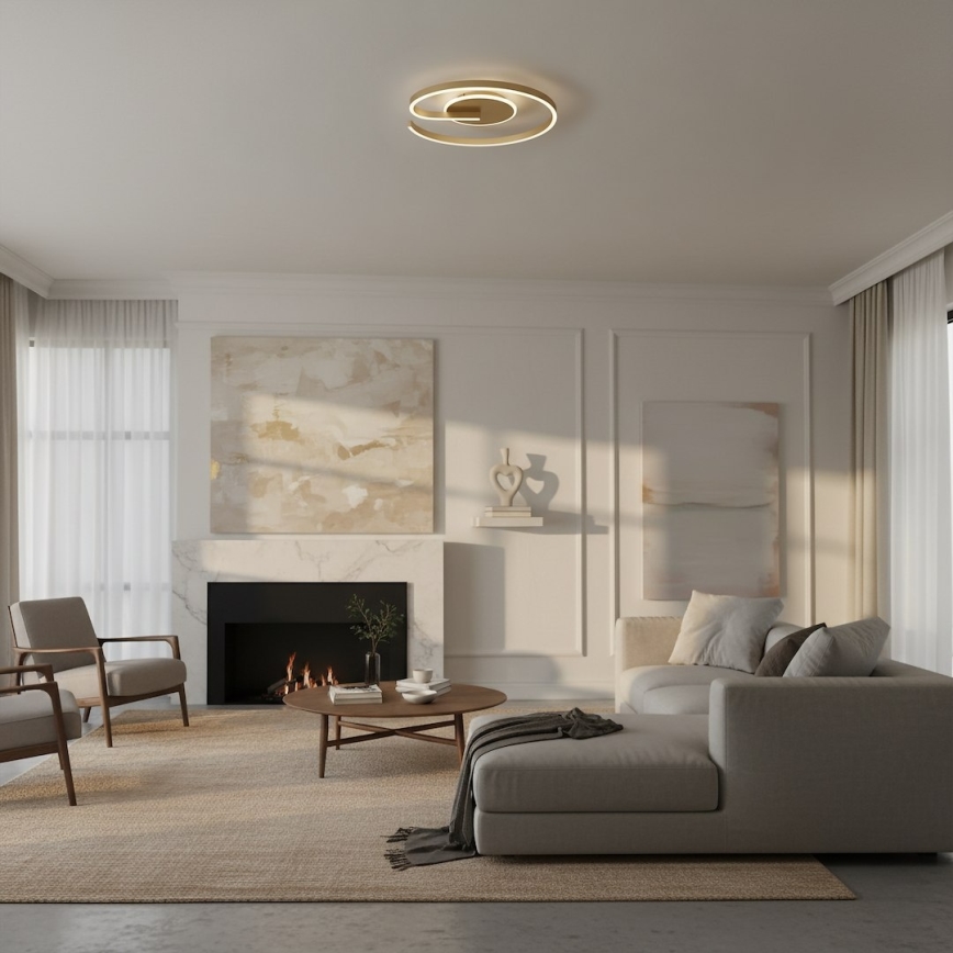 LORENZO LED Ceiling Light, 22W/230V, Ø 50 cm, Gold