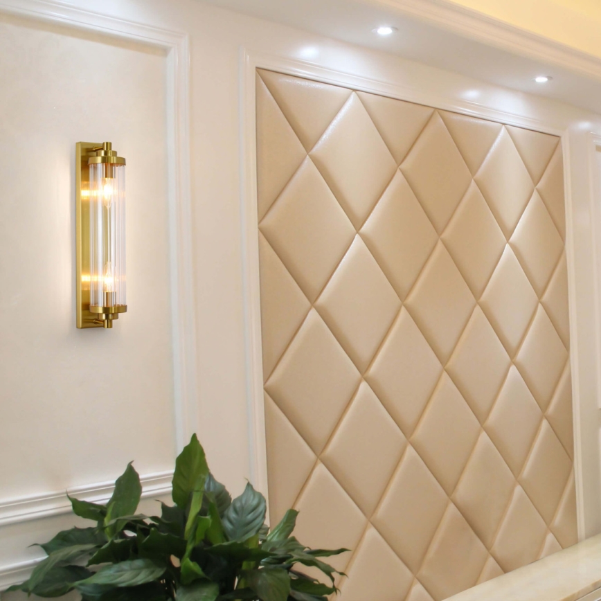 LORENZO Wall Light, 2x E14/40W/230V, Gold Finish