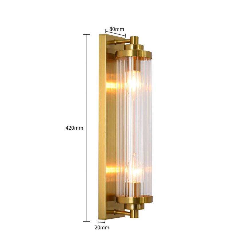 LORENZO Wall Light, 2x E14/40W/230V, Gold Finish