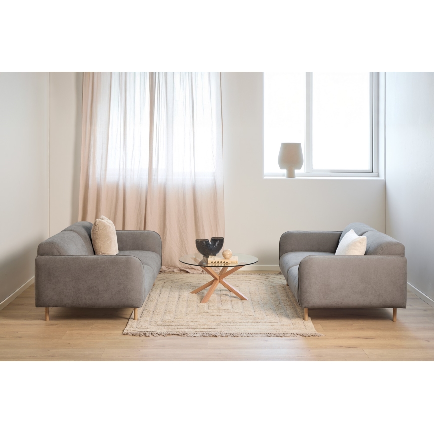 LUCA 82 cm Coffee Table, Clear/Oak