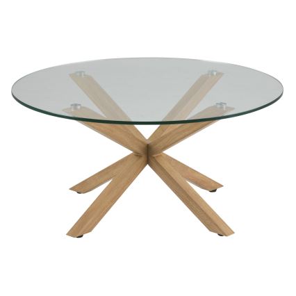 LUCA 82 cm Coffee Table, Clear/Oak
