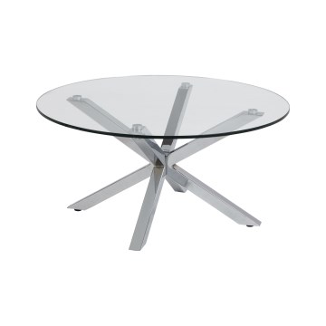 LUCA 82 cm Coffee Table, Clear/Silver
