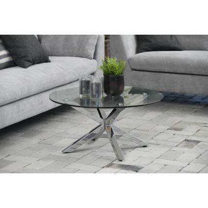 LUCA 82 cm Coffee Table, Clear/Silver