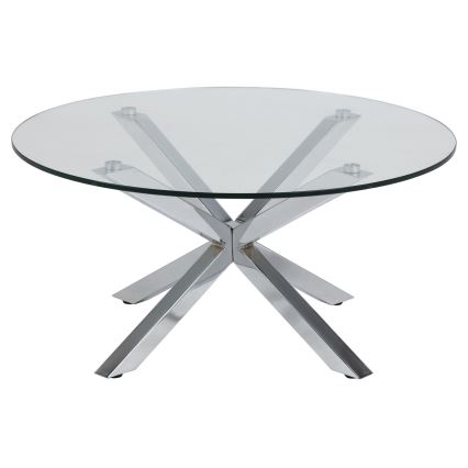 LUCA 82 cm Coffee Table, Clear/Silver