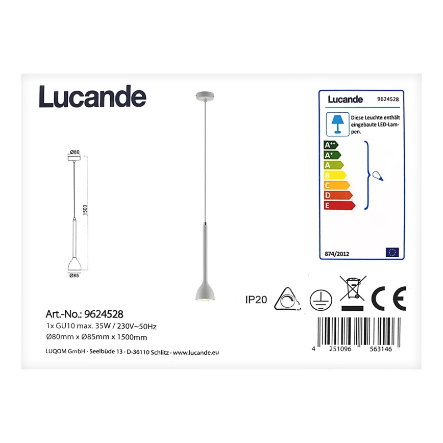 Lucande - Chandelier on a string NORDWIN 1xGU10/35W/230V