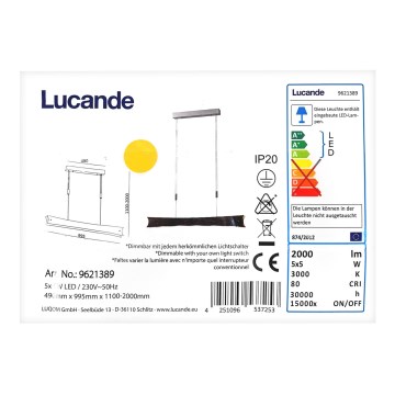 Lucande - LED Dimmable chandelier on a string EBBA 5xLED/5W/230V