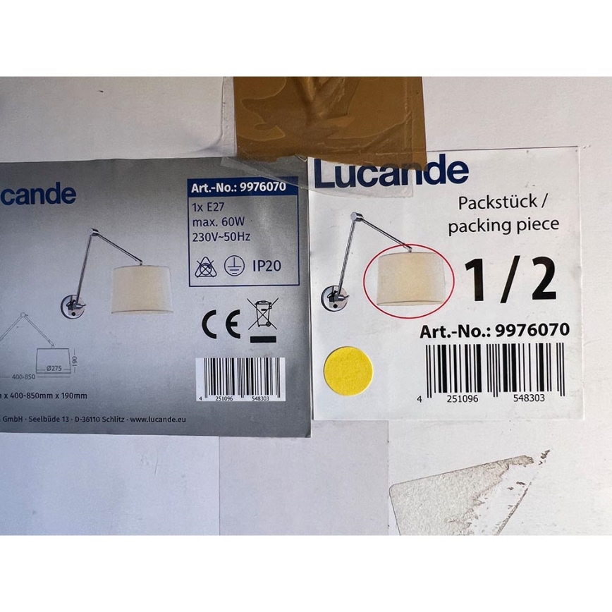 Lucande - Wall lamp JOLLA 1xE27/60W/230V