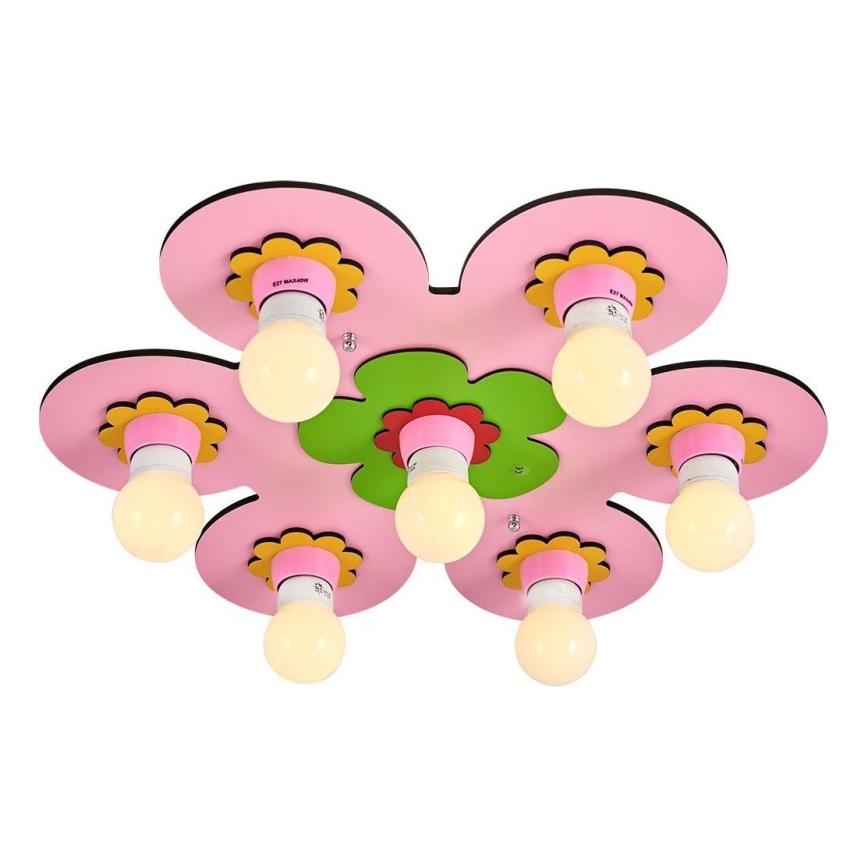 LUCCA Children's Ceiling Light 7xE27/24W/230V, Pink