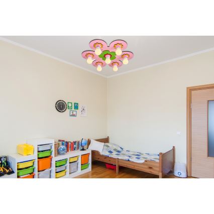 LUCCA Children's Ceiling Light 7xE27/24W/230V, Pink