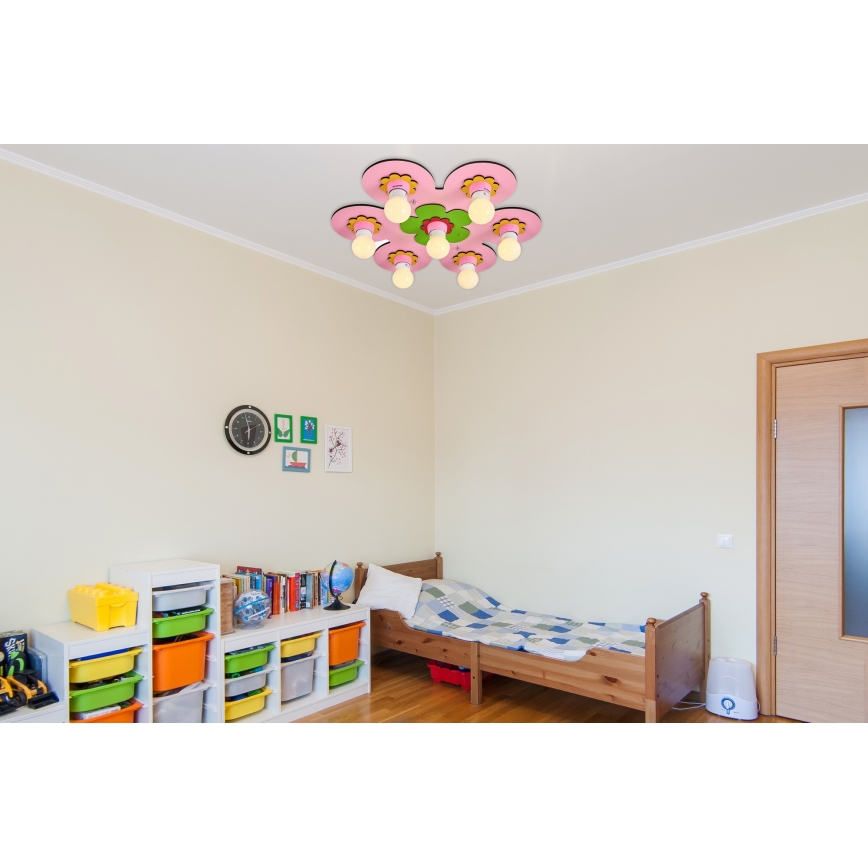 LUCCA Children's Ceiling Light 7xE27/24W/230V, Pink