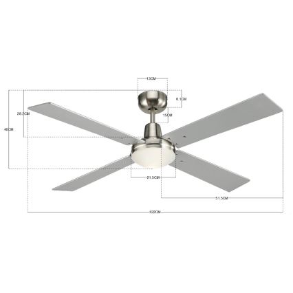 Lucci Air 210334 - Ceiling fan AIRFUSION QUEST 1xE27/60W/230V wood/matte chrome + remote control