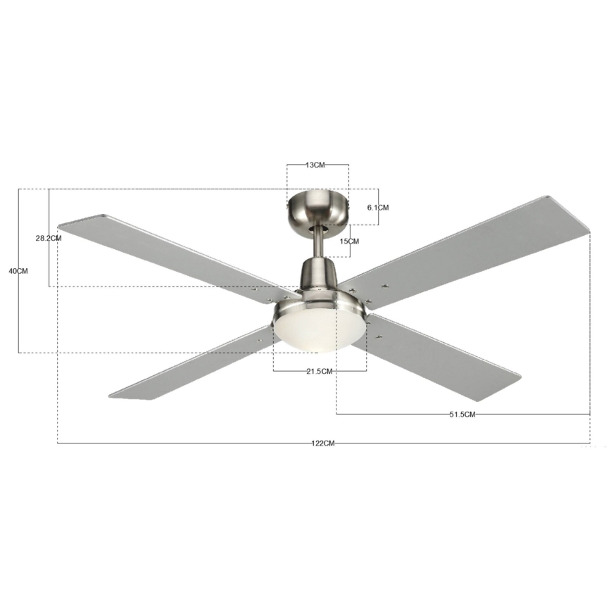 Lucci Air 210334 - Ceiling fan AIRFUSION QUEST 1xE27/60W/230V wood/matte chrome + remote control