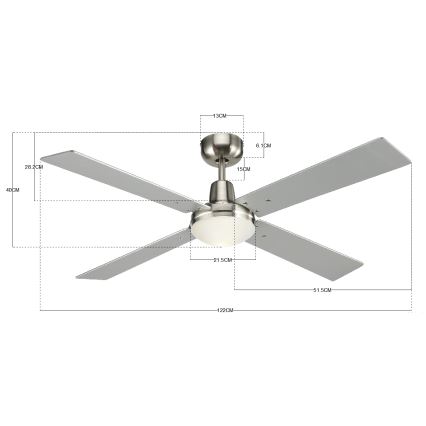 Lucci Air 210334 - Ceiling fan AIRFUSION QUEST 1xE27/60W/230V wood/matte chrome + remote control