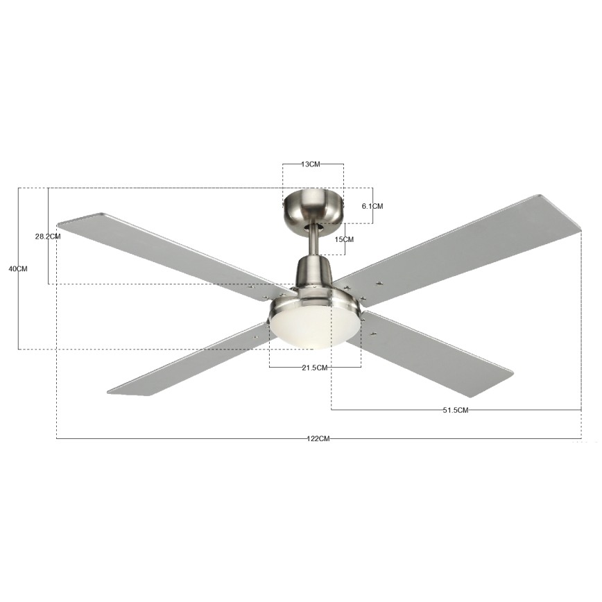 Lucci Air 210334 - Ceiling fan AIRFUSION QUEST 1xE27/60W/230V wood/matte chrome + remote control