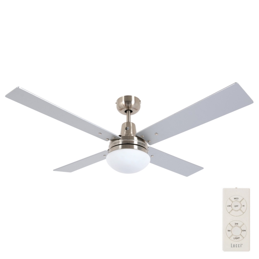 Lucci Air 210334 - Ceiling fan AIRFUSION QUEST 1xE27/60W/230V wood/matte chrome + remote control