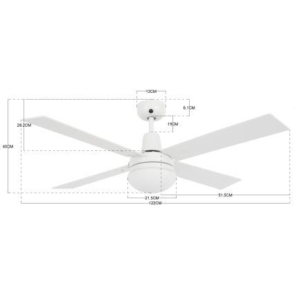 Lucci Air 210339 - Ceiling fan AIRFUSION QUEST 1xE27/60W/230V white/wood + remote control