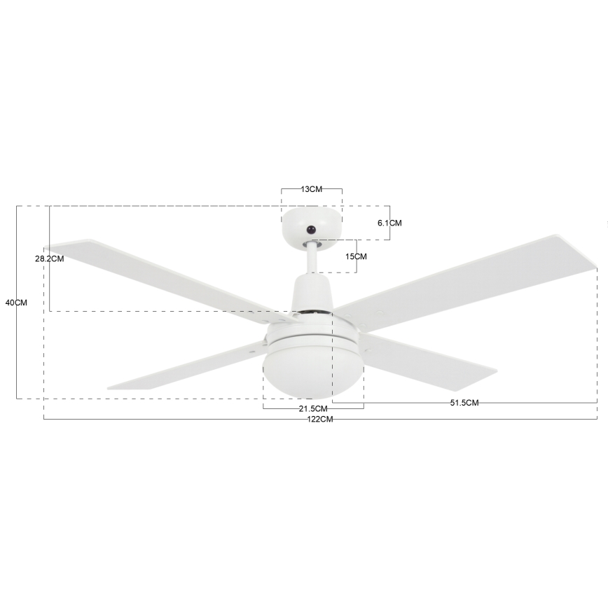 Lucci Air 210339 - Ceiling fan AIRFUSION QUEST 1xE27/60W/230V white/wood + remote control