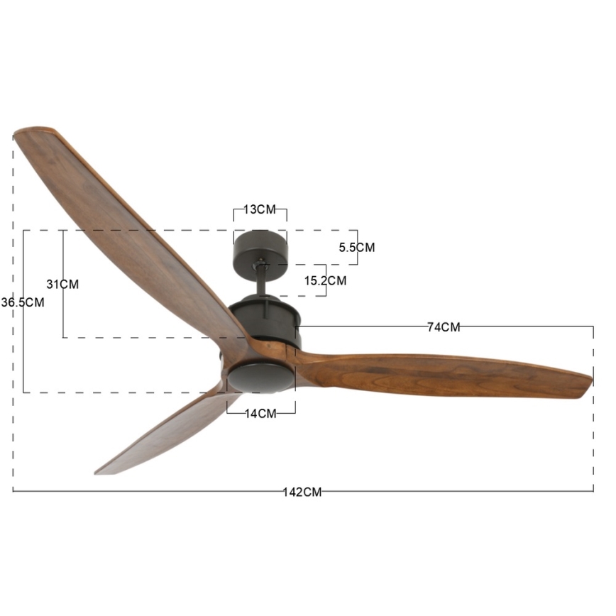 Lucci air 210507 - Ceiling fan AIRFUSION AKMANI paulownia/black + remote control