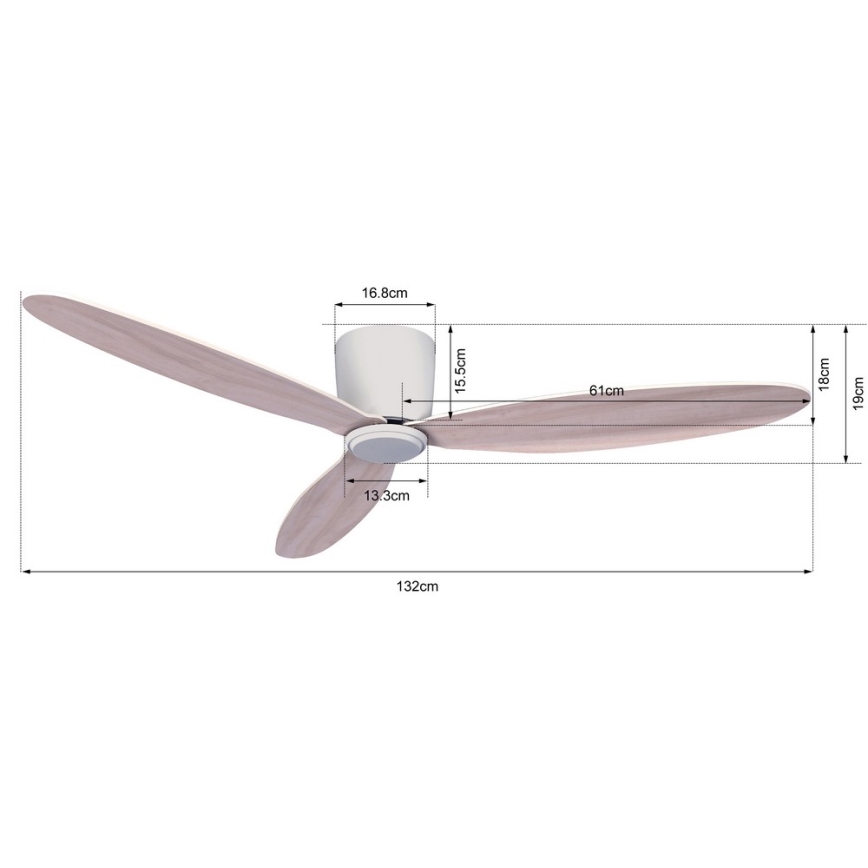 Lucci air 210518 - Ceiling fan AIRFUSION RADAR white/wood + remote control