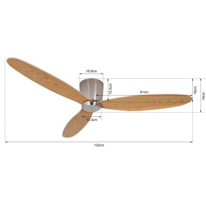 Lucci air 210519 - Ceiling fan AIRFUSION RADAR shiny chrome/wood + remote control