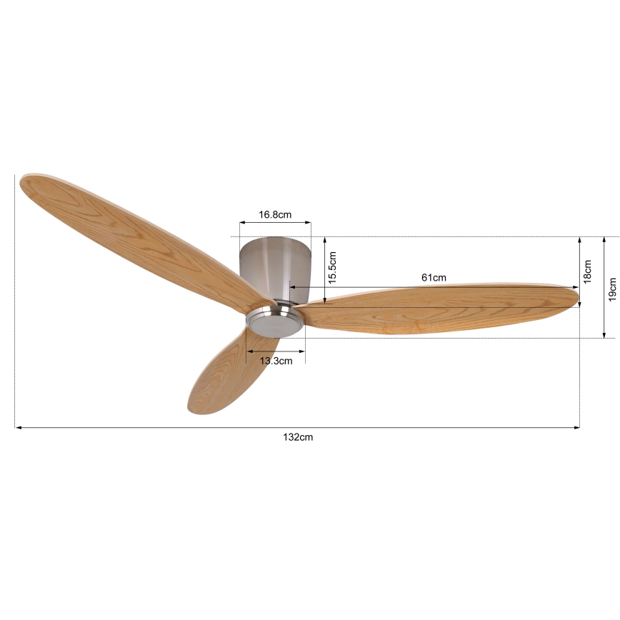 Lucci air 210519 - Ceiling fan AIRFUSION RADAR shiny chrome/wood + remote control