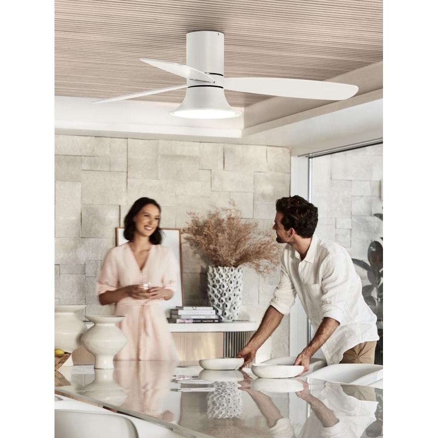 Lucci Air 210661 - LED Dimmable ceiling fan FLUSSO 1xGX53/18W/230V wood/white + remote control
