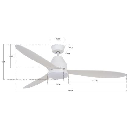 Lucci air 213043 - LED Ceiling fan WHITEHAVEN GX53/17W/230V white + remote control