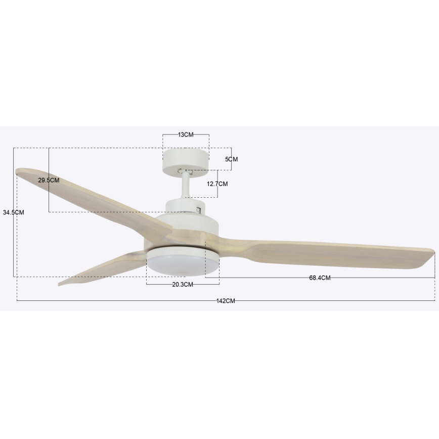Lucci air 213055 - LED Ceiling fan SHOALHAVEN GX53/17W/230V paulownia/white + remote control