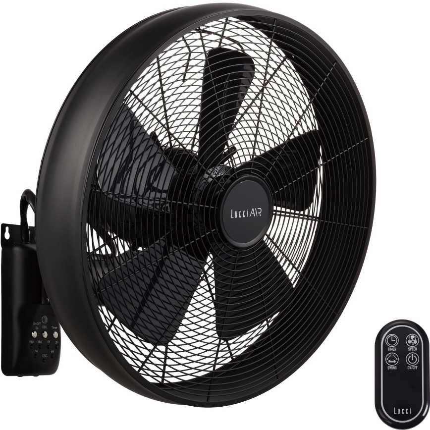 Lucci air 213124 - Wall fan BREEZE 55W/230V black + remote control