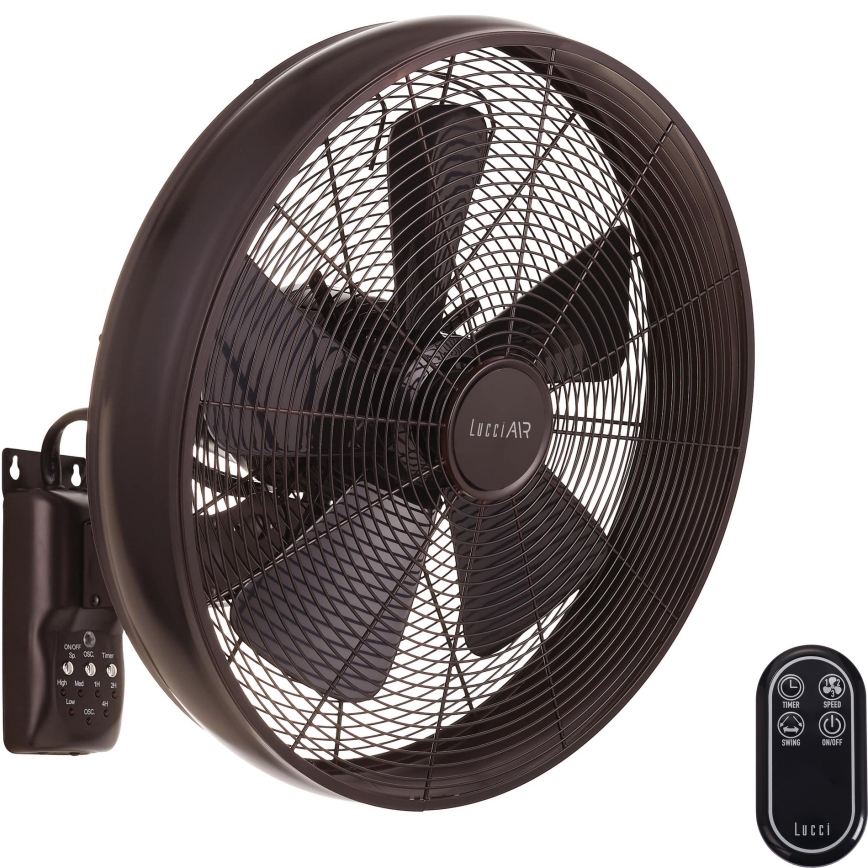 Lucci air 213125 - Wall fan BREEZE 55W/230V black/brown + remote control