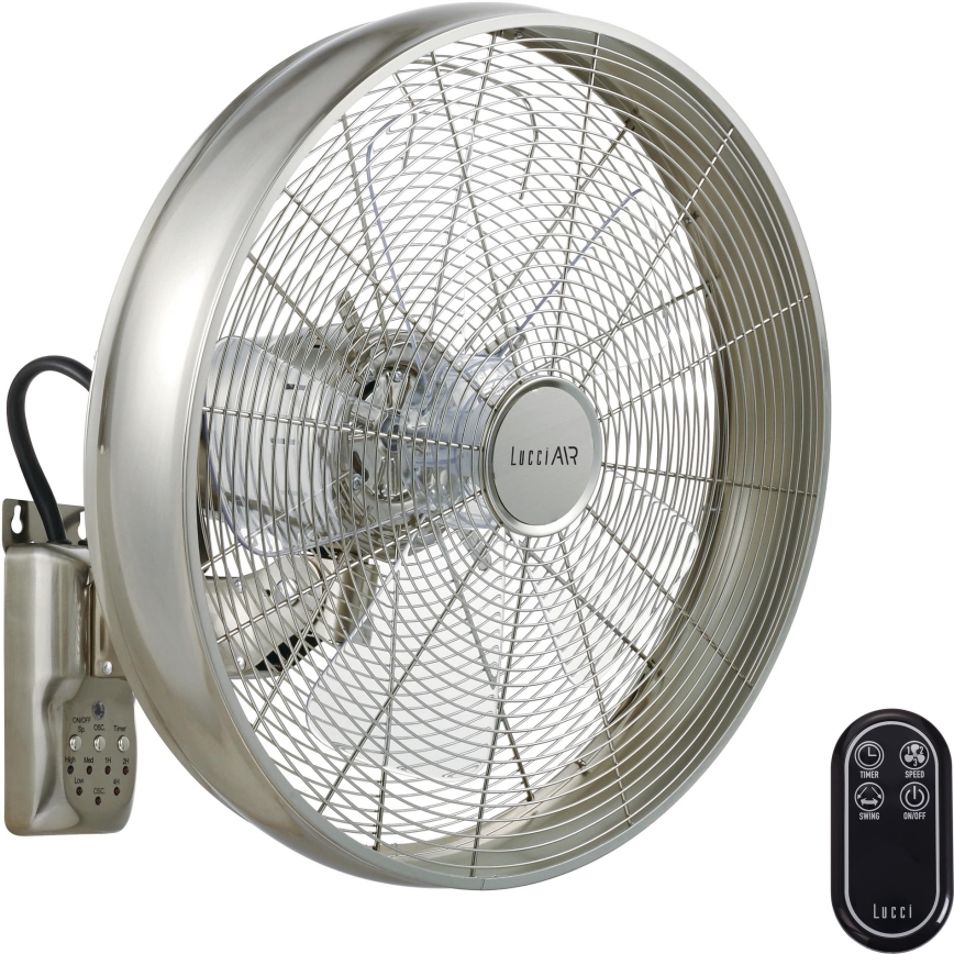 Lucci air 213126 - Wall fan BREEZE 55W/230V matte chrome + remote control