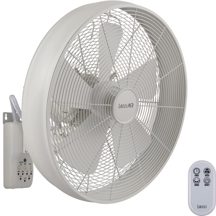 Lucci Air 213128EU - Wall fan BREEZE 55W/230V white + remote control