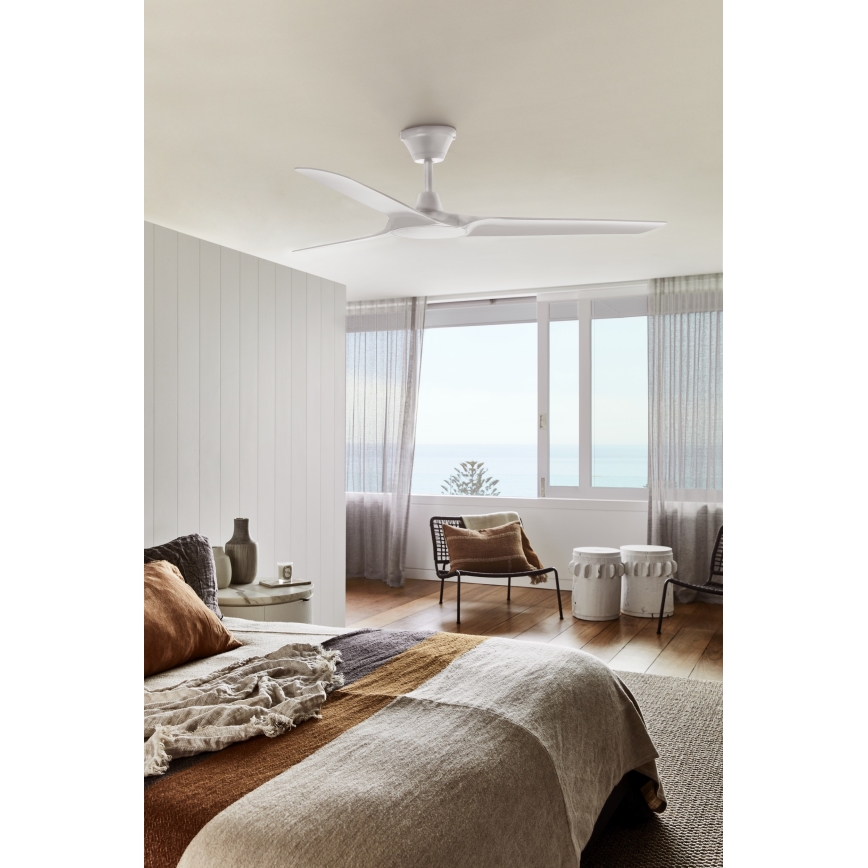 Lucci Air 21321549 - Ceiling fan ABYSS d. 142 cm IP66 white + remote control