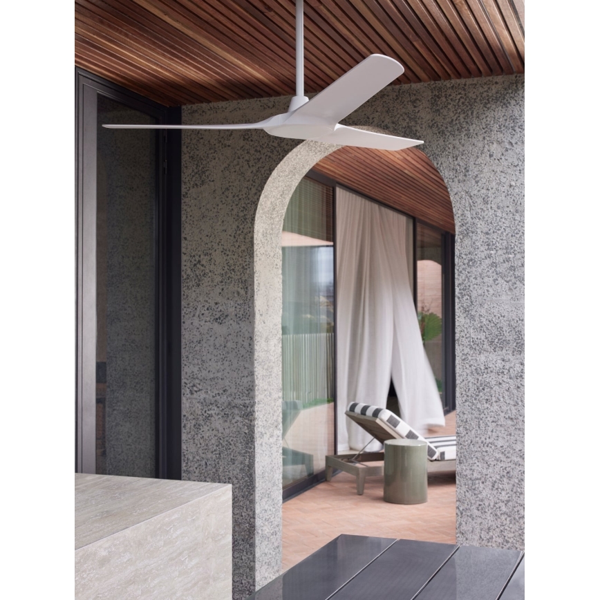 Lucci Air 21321549 - Ceiling fan ABYSS d. 142 cm IP66 white + remote control