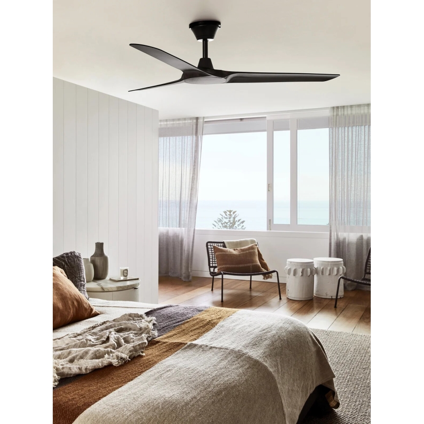 Lucci Air 21321649 - Ceiling fan ABYSS d. 142 cm IP66 black + remote control