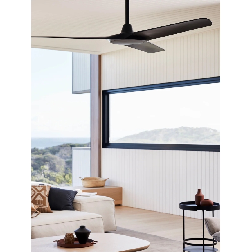 Lucci Air 21321649 - Ceiling fan ABYSS d. 142 cm IP66 black + remote control