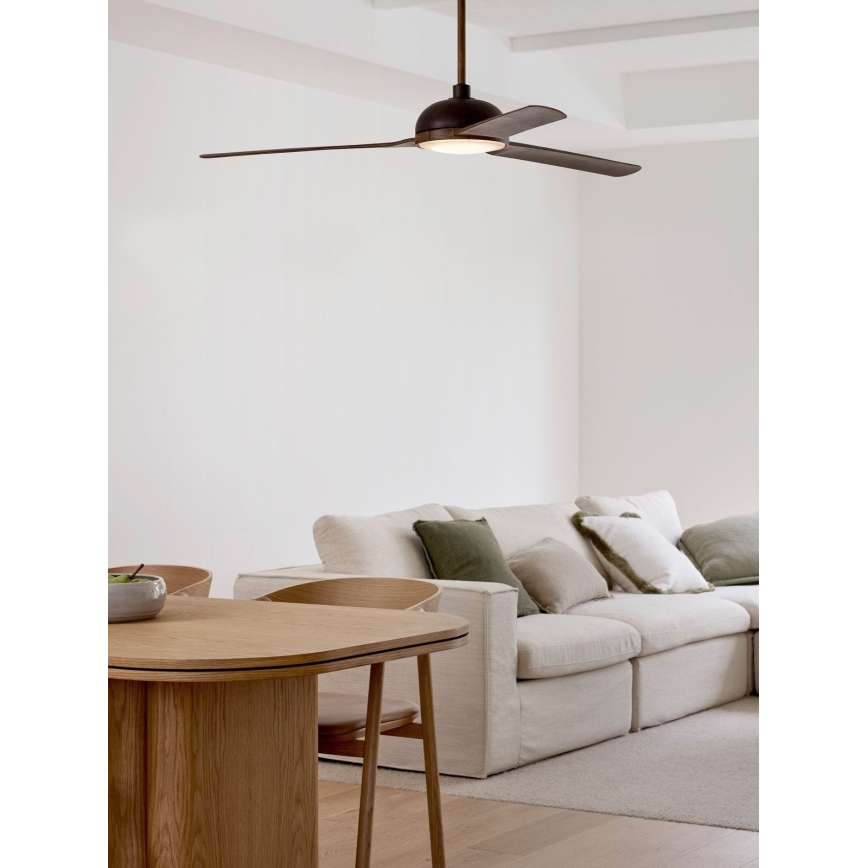 Lucci air 213301 - LED Dimmable ceiling fan UNIONE 1xGX53/12W/230V brown/polished chrome Ø 142 cm + remote control