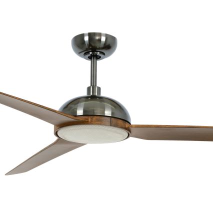 Lucci air 213301 - LED Dimmable ceiling fan UNIONE 1xGX53/12W/230V brown/polished chrome Ø 142 cm + remote control