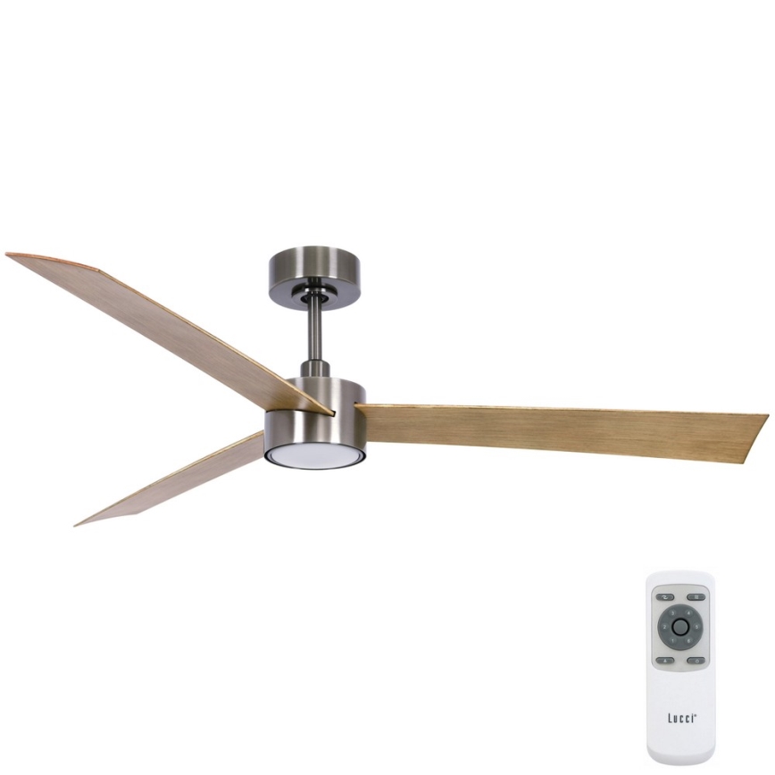 Lucci air 21610449 - LED Dimmable ceiling fan CLIMATE 1xGX53/12W/230V brown/shiny chrome + remote control