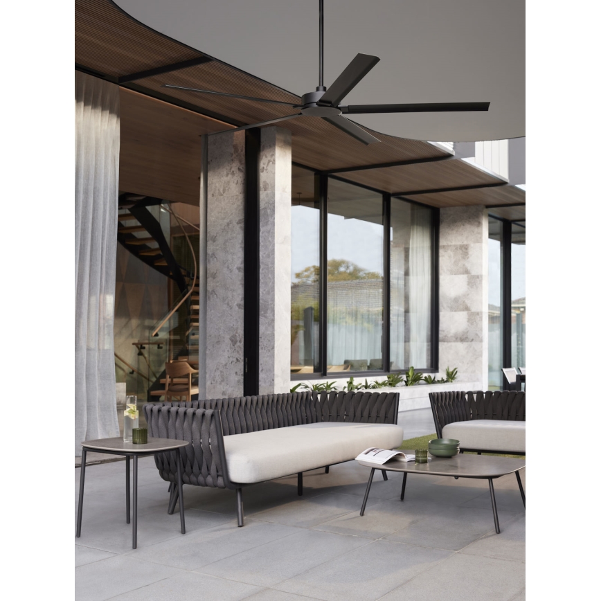 Lucci air 21616149 - Ceiling fan MONZA IP55 black + remote control