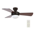Lucci Air 512311 - Ceiling fan AIRLIE HUGGER 2xE27/15W/230V wood/brown dia. 91 cm + remote control