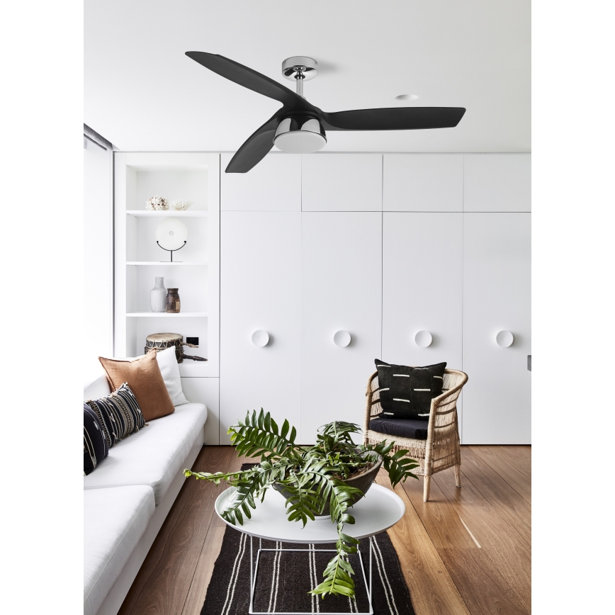 Lucci air 513072 - BRONX LED Dimmable Ceiling Fan, LED 18W/230V, 3000/4000/6000K, Black/Glossy Chrome, Ø 132 cm + Remote Control