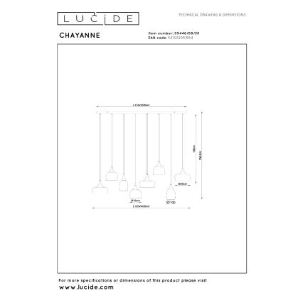 Lucide 05446/08/30 - CHAYANNE cable pendant 8xE14/10W/230V