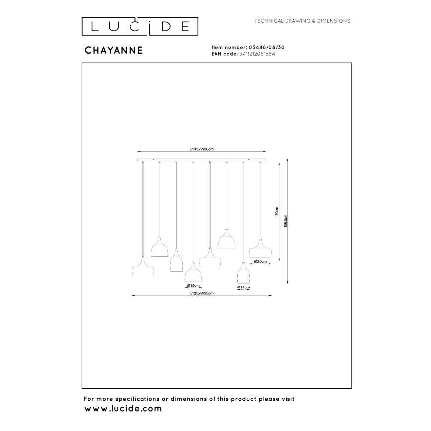 Lucide 05446/08/30 - CHAYANNE cable pendant 8xE14/10W/230V