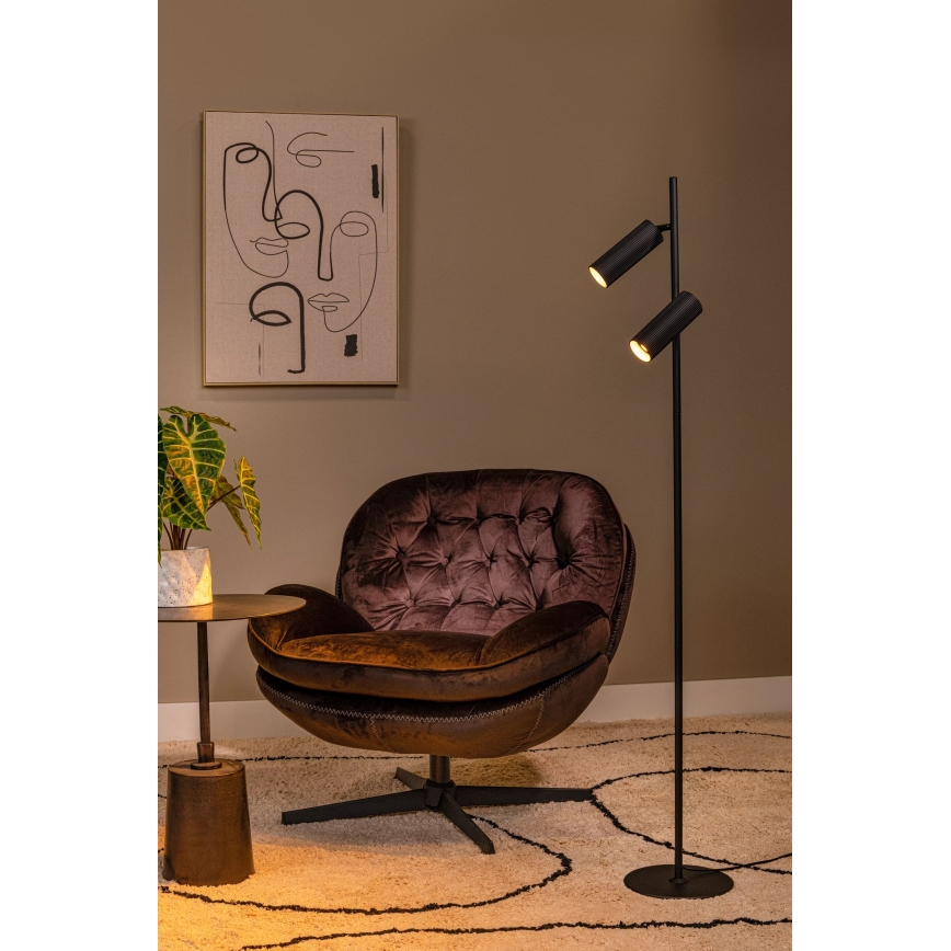 Lucide 09739/02/30 - Floor lamp CLUBS 2xGU10/40W/230V black
