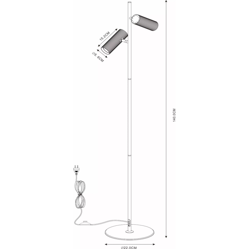 Lucide 09739/02/30 - Floor lamp CLUBS 2xGU10/40W/230V black