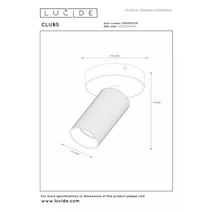 Lucide 09939/01/31 - CLUBS wall-mounted spotlight 1xGU10/40W/230V white