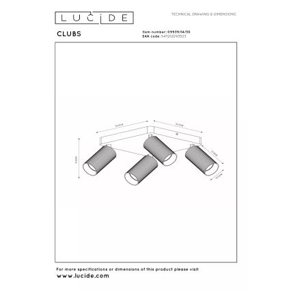 Lucide 09939/14/30 - CLUBS spotlight 4xGU10/40W/230V black