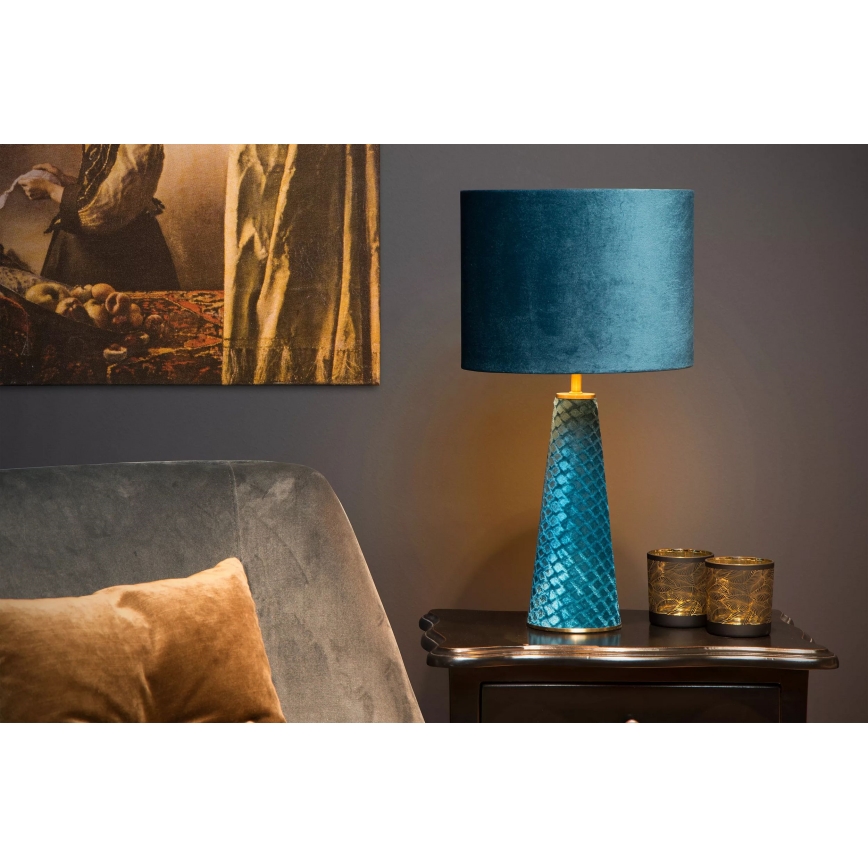 Lucide 10501/81/37 - Table lamp EXTRAVAGANZA VELVET 1xE27/60W/230V blue